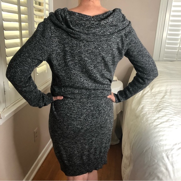 4 LEFT XS-L Acrylic Sexy Black & Gray Knit Sweater Dress - Picture 3 of 3